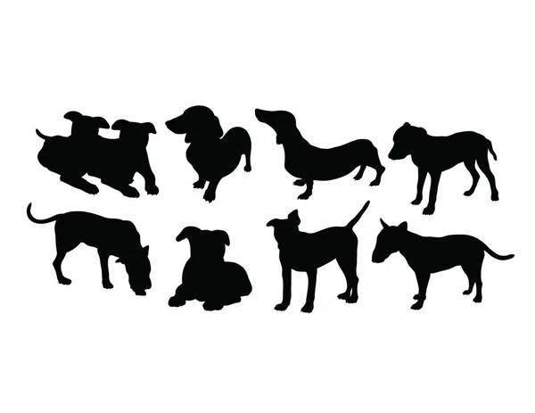 Silhuetas Para Cães Design Vetores Arte — Vetor de Stock
