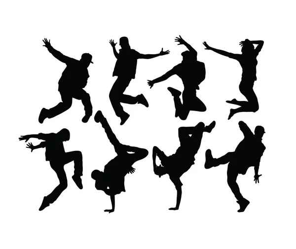 Hip Hop Dance People Siluety Design Uměleckého Vektoru — Stockový vektor