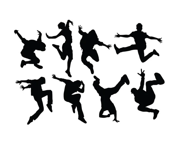 Hip Hop Dance People Silhouettes Art Vector Design — 스톡 벡터