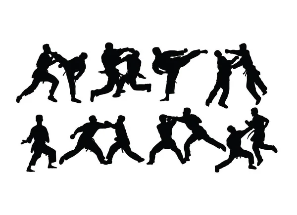 Taekwondo Karate Silhouettes Diseño Vectores Arte — Vector de stock