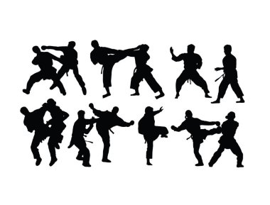 Taekwondo ve Karate siluetleri, sanat vektör tasarımı