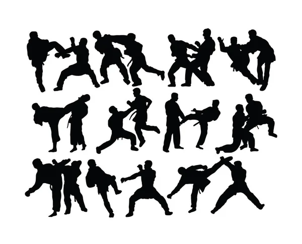 Taekwondo Karate Silhouettes Diseño Vectores Arte — Vector de stock