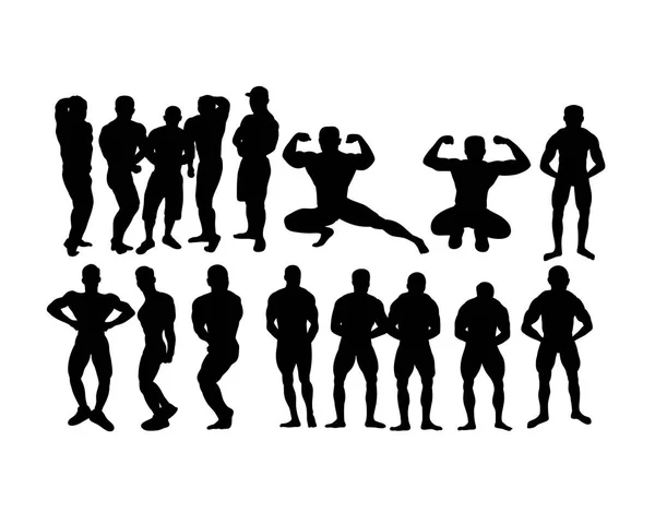 Bodybuilding Sports Silhouette Design Vectoriel Art — Image vectorielle