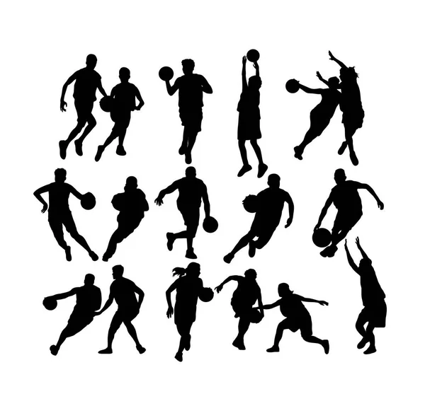 Basketball Silhouettes Design Vectoriel Art — Image vectorielle