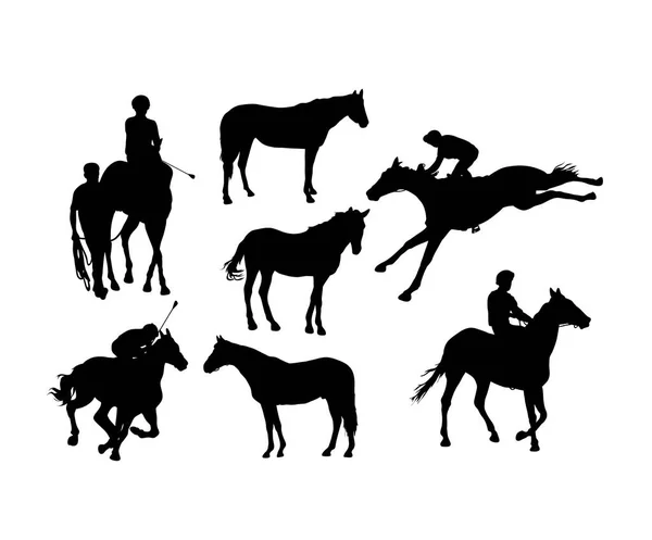 Equestrian Sports Silhouettes Diseño Vectores Arte — Vector de stock