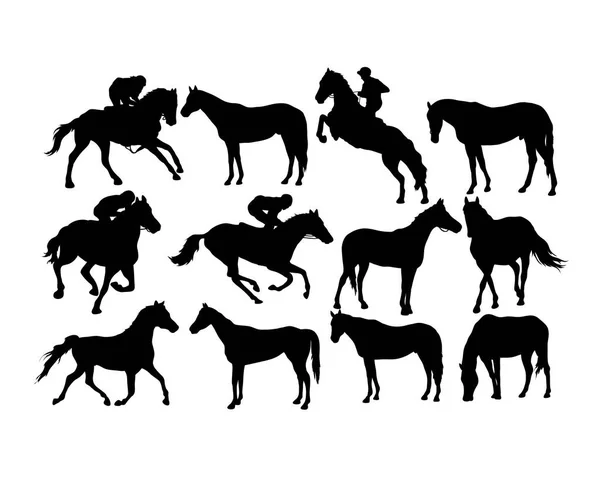 Equestrian Sports Silhouettes Diseño Vectores Arte — Vector de stock