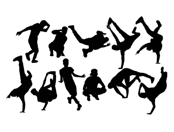 ヒップホップとダンスの人々シルエット アートベクトルデザイン — ストックベクタ
