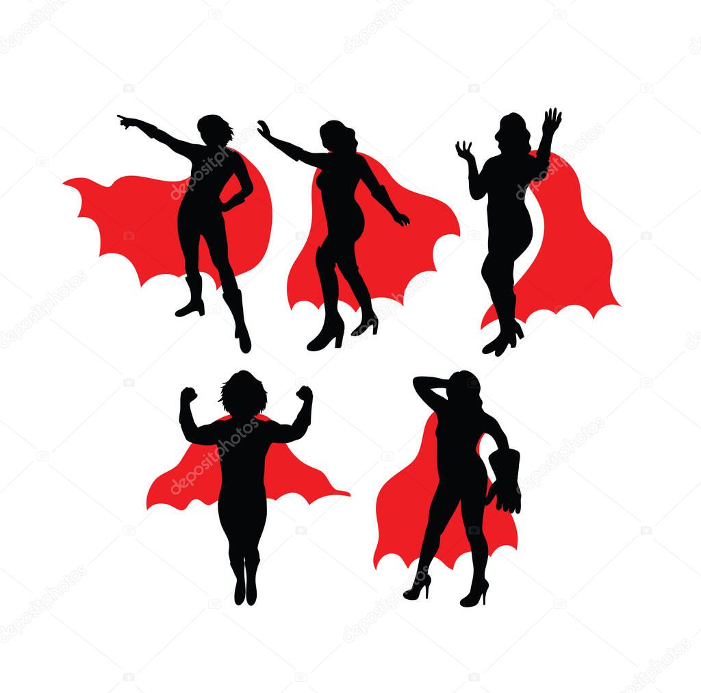 Super Girl Hero Silhouettes, art vector design