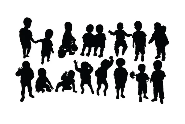 Happy Kid Activité Silhouettes Design Vectoriel Art — Image vectorielle