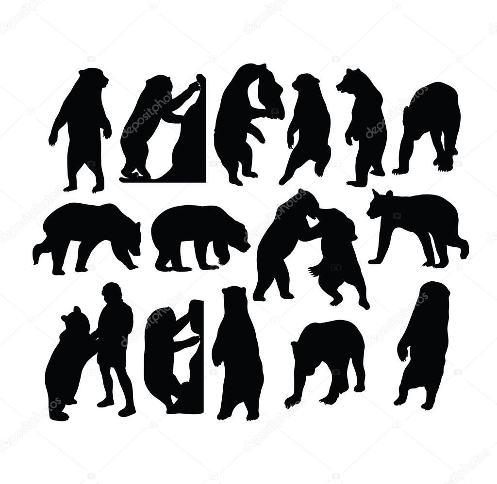 Wild Bear Activity Silhouettes, art vector design