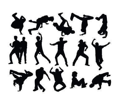 Modern Dansçı Siluetleri, Hip Hop, sanat vektör tasarımı