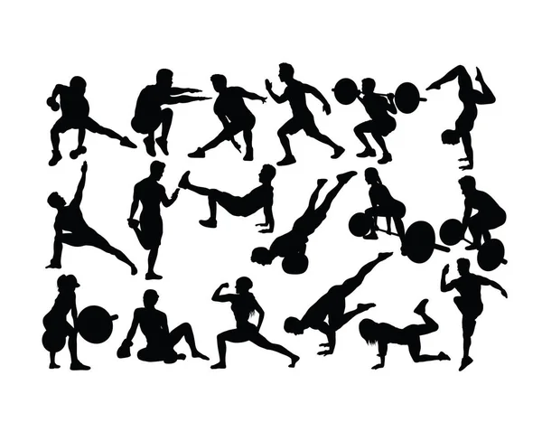 Gymnastique Haltérophilie Fitness Silhouettes Vectorielles Art Design — Image vectorielle