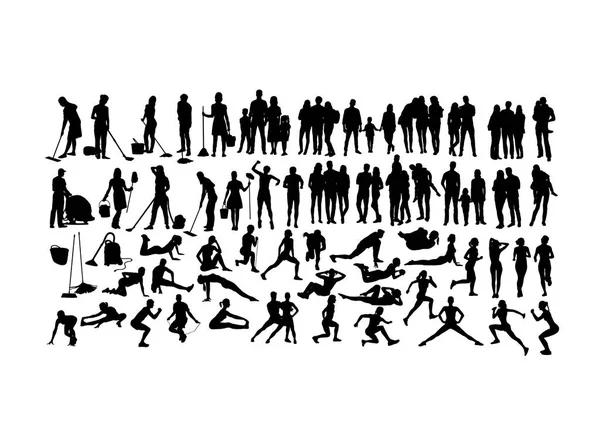 Activité Personnes Silhouettes Art Vectoriel Design — Image vectorielle