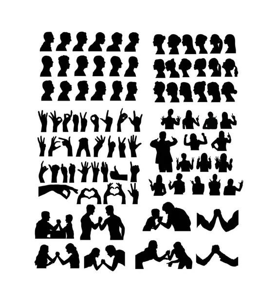 Avatar Hand Gesture Εγγραφείτε Silhouettes Τέχνη Διάνυσμα Σχεδιασμό — Διανυσματικό Αρχείο