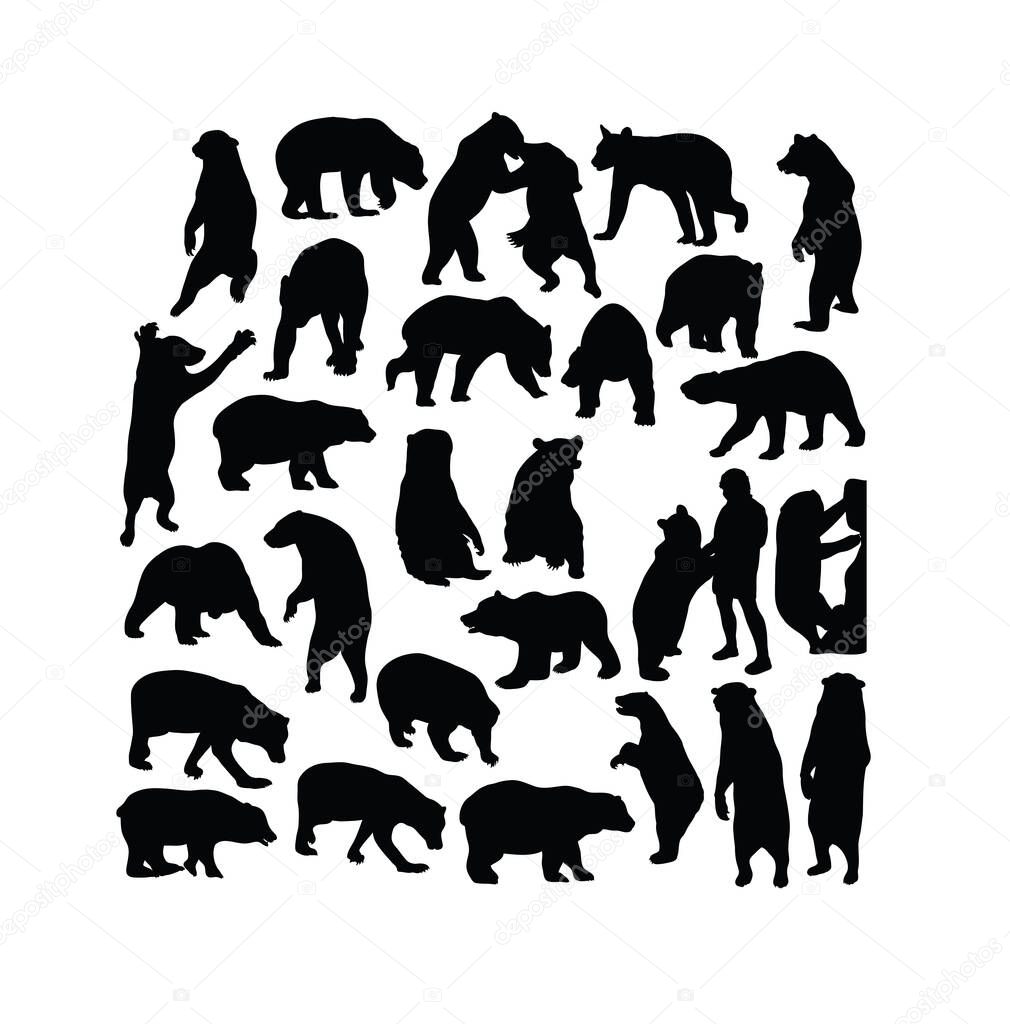 Wild Bear Activity Silhouettes, art vector design