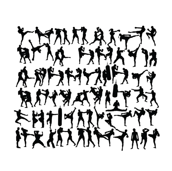 Lutte Boxe Activité Sportive Silhouettes Design Vectoriel Art — Image vectorielle