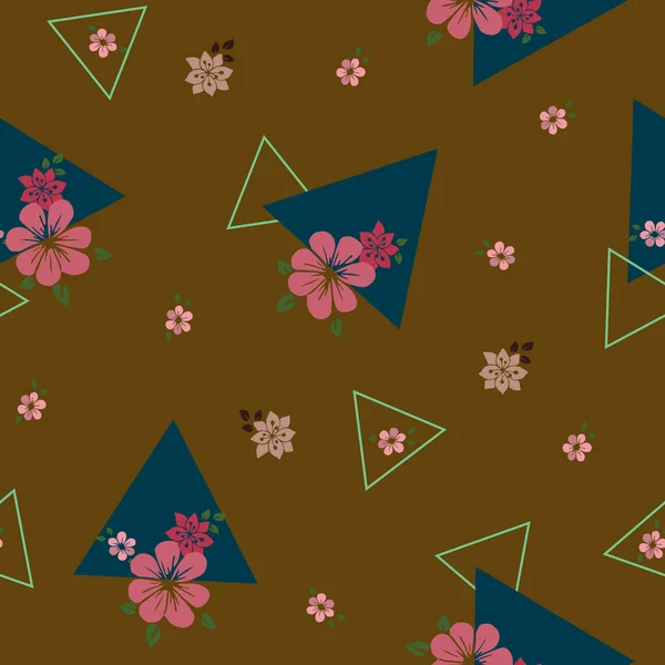 Patrón de repetición sin costura floral geométrica marrón — Archivo Imágenes Vectoriales