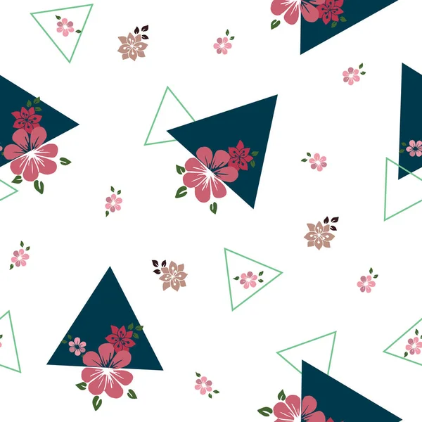 Wit geometrische bloemen naadloze herhaling patroon — Stockvector