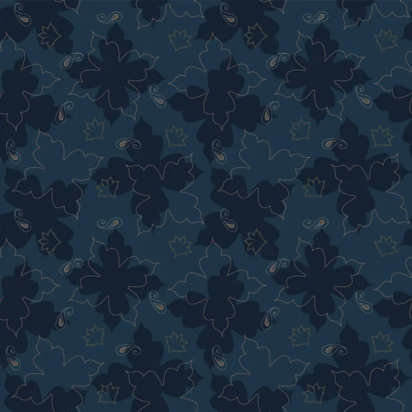 Bleu marine élégant motif floral sans couture répétition — Image vectorielle