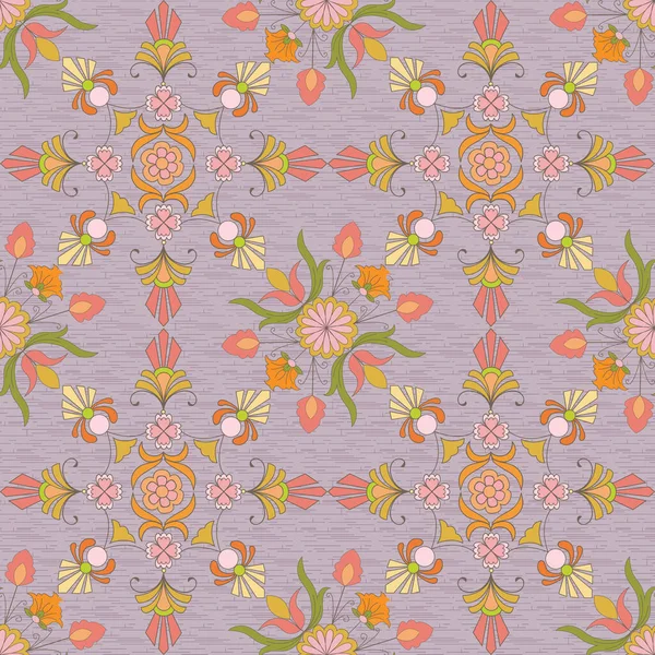 Geometrical and flowers seamless vector pattern — Stock Vector
