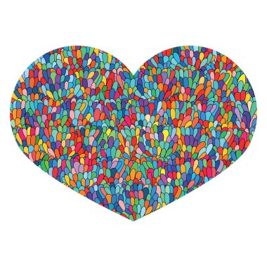 El beyaz arka plan üzerinde kalp göl kenarında çekilmiş. Aşk görüntü. Doodl