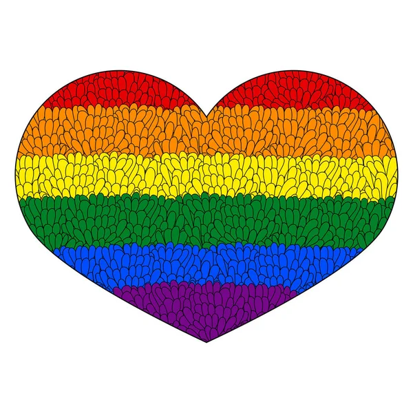 Icono del corazón aislado sobre fondo blanco. Corazón de arco iris con han — Archivo Imágenes Vectoriales