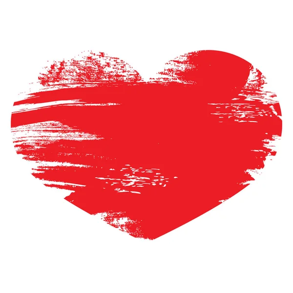 Красное сердце. Изолированный на белом фоне. Раскрашенные кисти сердца ша — стоковый вектор