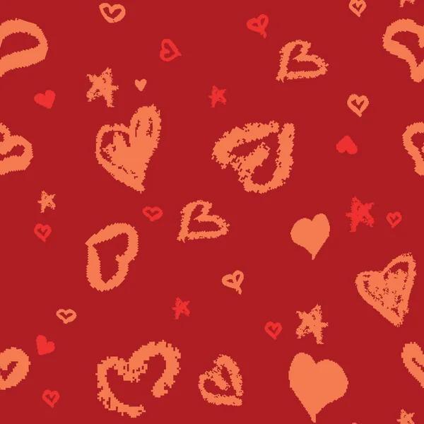 Seamless Pattern with Stylized hand-drawn Hearts. St. Valentine' — Διανυσματικό Αρχείο