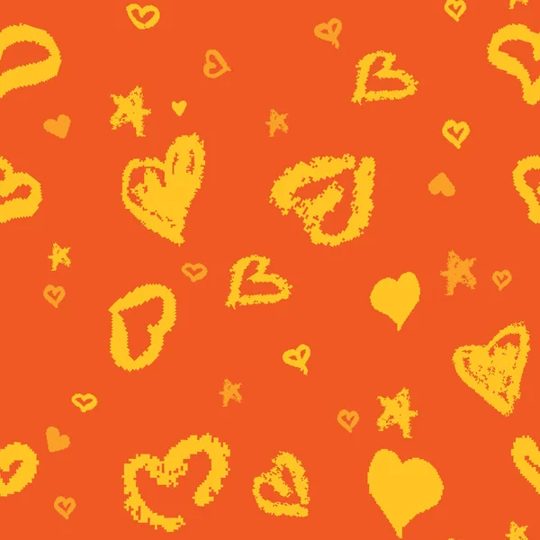 Seamless Pattern with Stylized hand-drawn Hearts. St. Valentine' — Stockový vektor