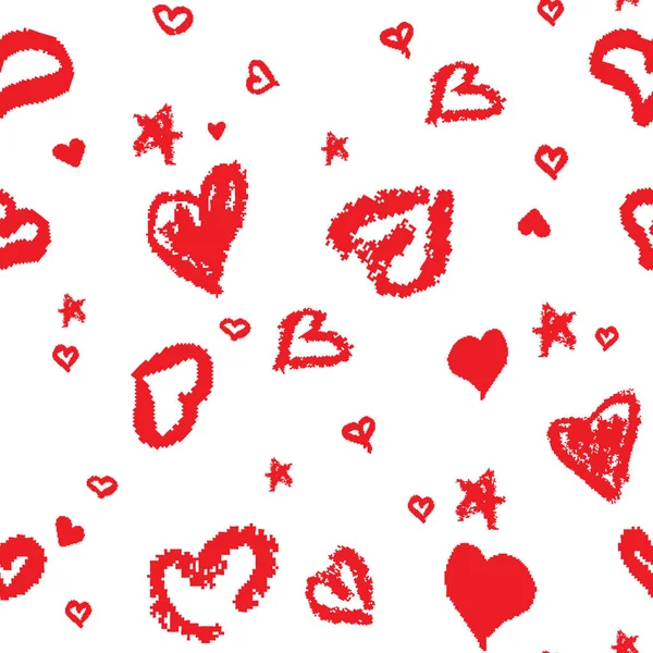 Seamless Pattern with Stylized hand-drawn Hearts. St. Valentine' — Stockvector