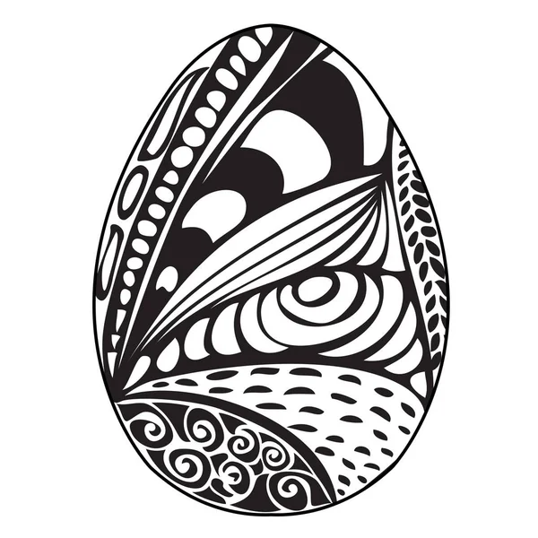 Hand drawn ornamental easter egg with doodle pattern for colorin — Stock Vector