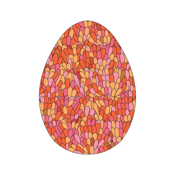 Diseño de huevo de Pascua dibujado a mano con patrón de garabato colorul como mo — Vector de stock