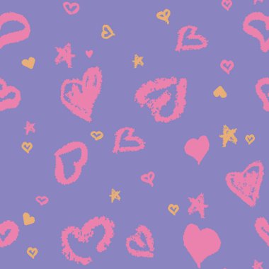 Seamless Pattern with Stylized hand-drawn Hearts. St. Valentine'
