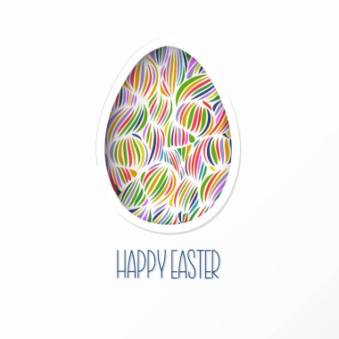 Paskalya kartı dalga paterni ile yumurta ile tebrik. Şirin Doodle arpacık