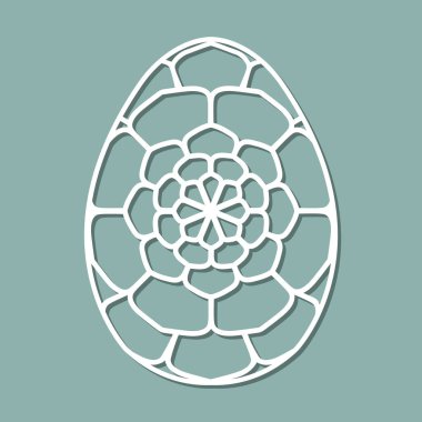Şablon dantelli Paskalya yortusu yumurta oyma Ajur desenli vektör. Tem