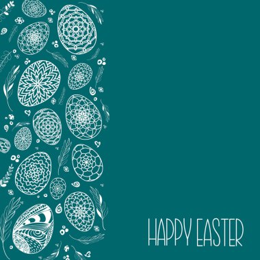 Decorative Easter eggs background with hand drawn ornamental Doo clipart