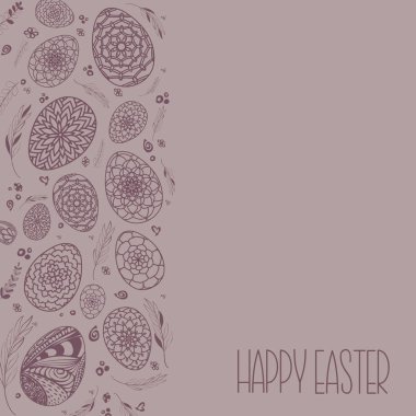 Decorative Easter eggs background with hand drawn ornamental Doo clipart