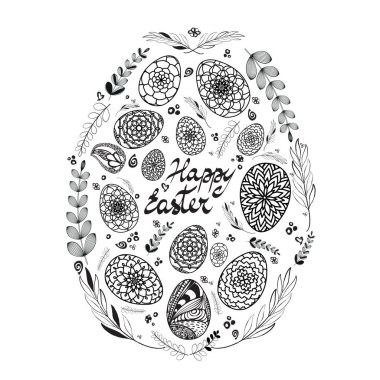 Küçük el oluşan büyük Paskalya yumurtası ile dekoratif kartı