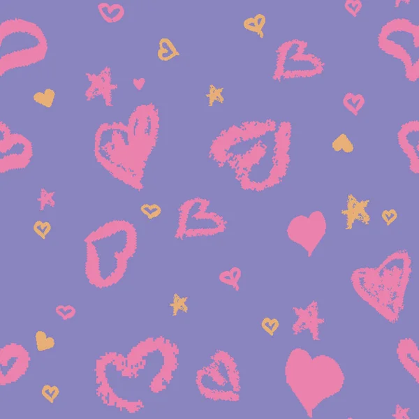 Seamless Pattern with Stylized hand-drawn Hearts. St. Valentine' — Stockový vektor