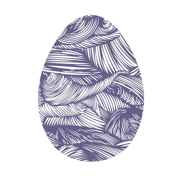 Hand drawn ornamental easter egg with colorful wave pattern. Cut — Stock Vector