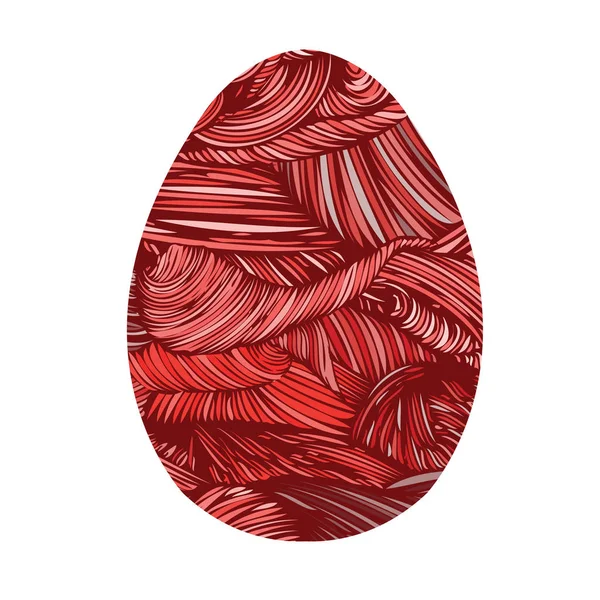 Oeuf de Pâques décoratif dessiné à la main avec motif ondulé coloré en r — Image vectorielle