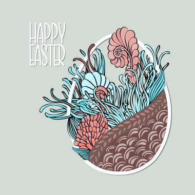 Paskalya yumurta çiçekli sepet gibi dekoratif kartıyla geçmişte