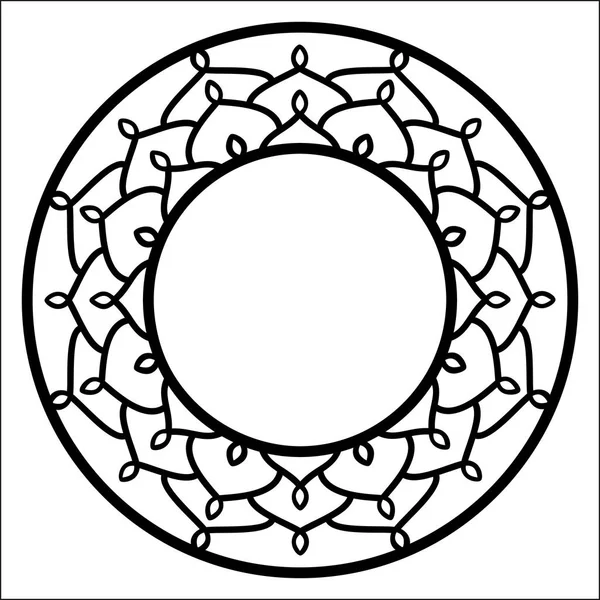 Vector Stencil lacy round frame with carved openwork pattern. Te — Stock Vector