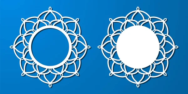 Vektör şablon dantelli yuvarlak kare oyma Ajur desenli. Te