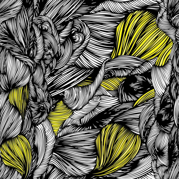 Vektor bezešvé vlna doodle ručně nakreslený vzor. Černá a bílá — Stockový vektor
