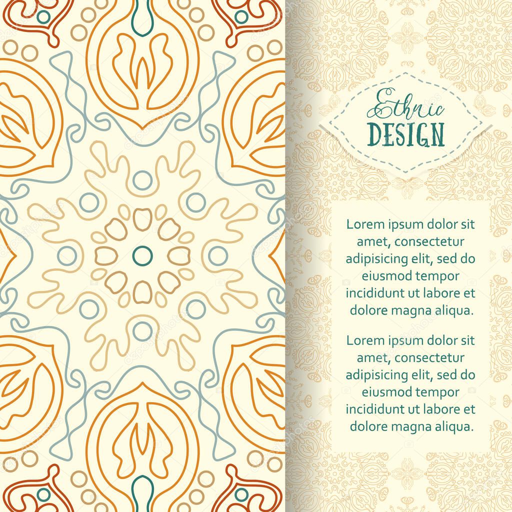 Ethnic design. Vector background. Vintage Round Ornament Pattern