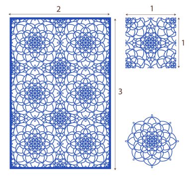 Vektör Lazer Kesim Masası, dekoratif bölmesi için seamless modeli