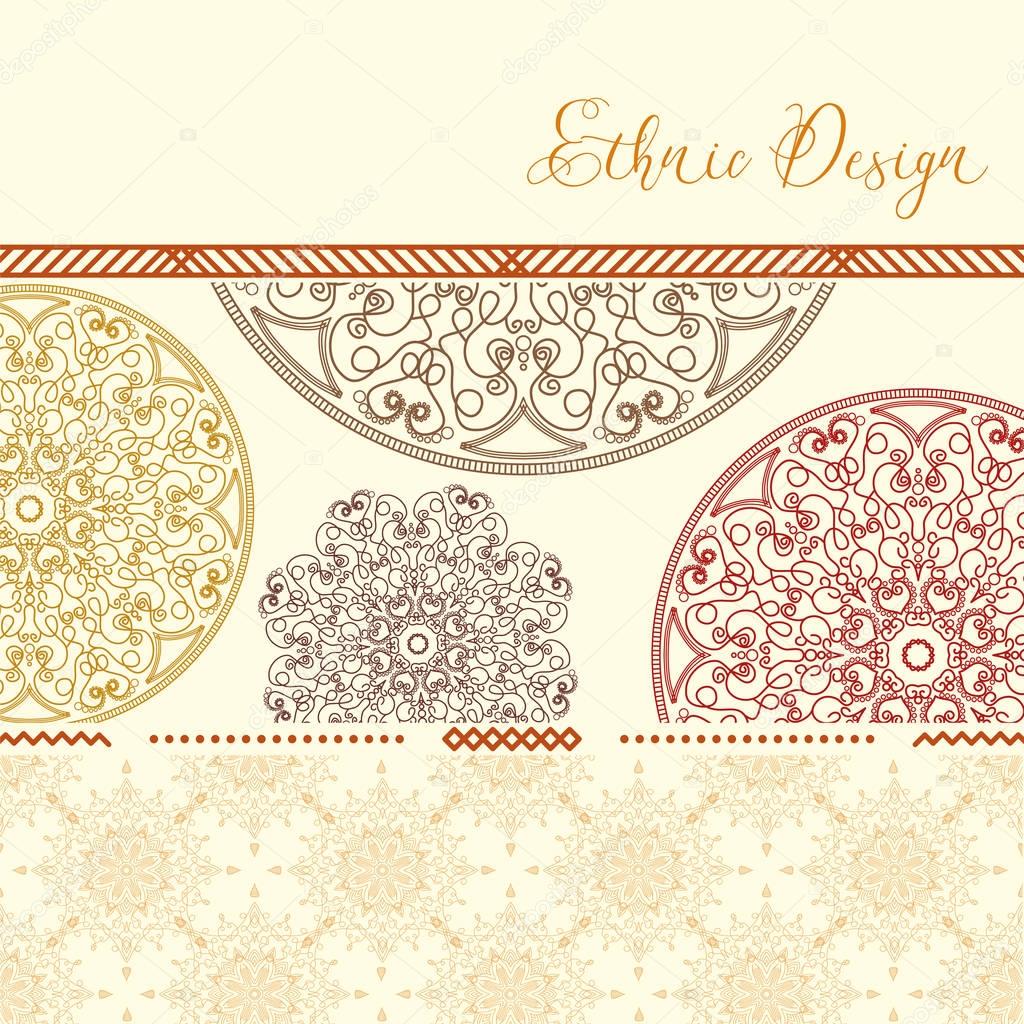 Ethnic design. Vector background. Vintage Round Ornament Pattern