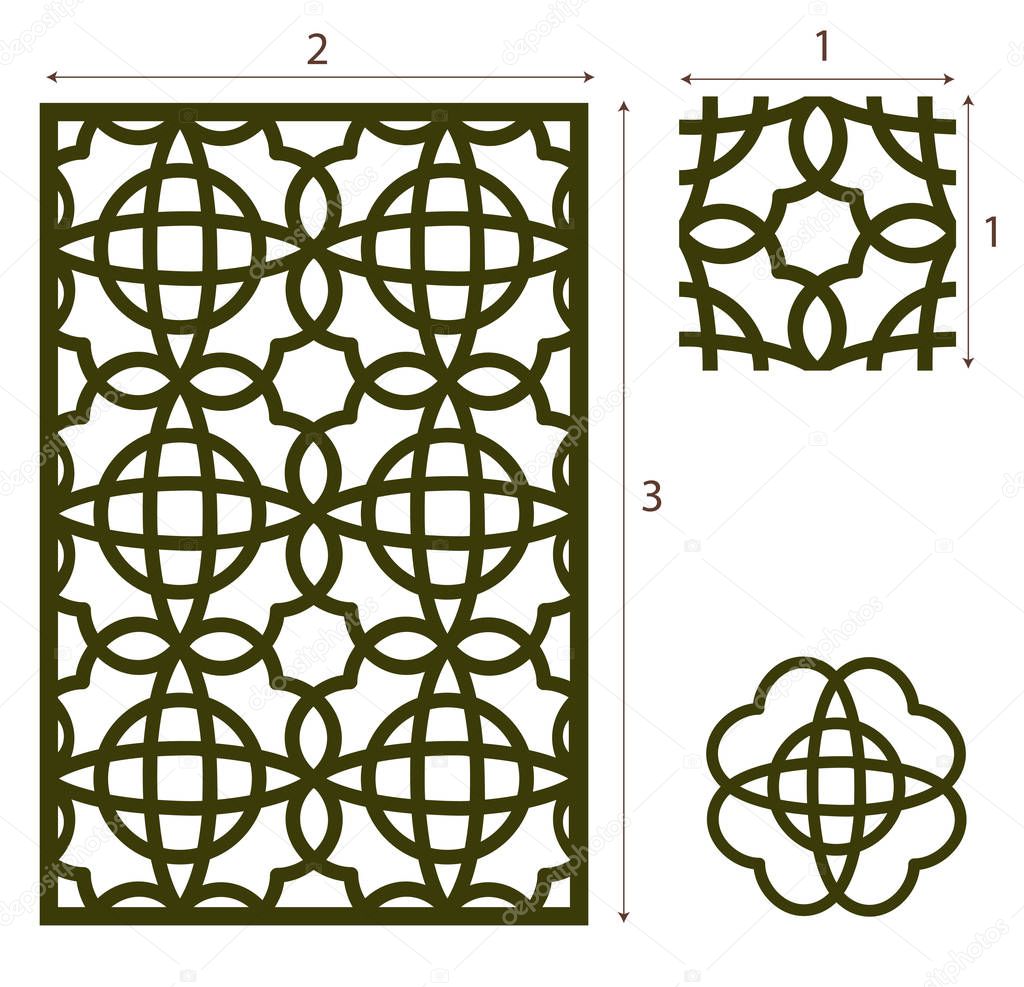 Vector Laser cut panel, the seamless pattern for decorative pane