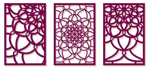 Saet of Vector Laser cut panels. Abstract Pattern template for d